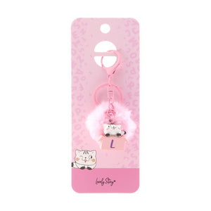 Porta-chaves gato com letra Lovely Story — Rosa / L