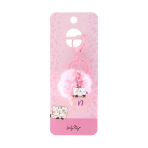 Porta-chaves gato com letra Lovely Story — Rosa / N