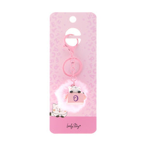 Porta-chaves gato com letra Lovely Story — Rosa / O