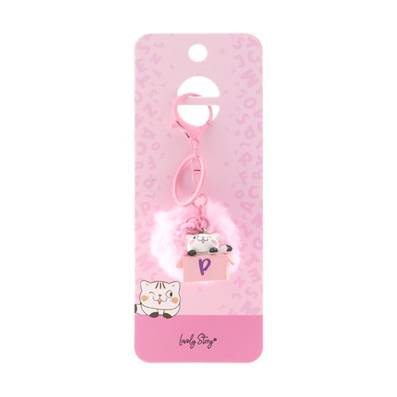 Porta-chaves gato com letra Lovely Story — Rosa / P