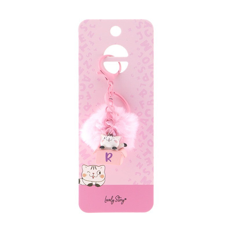Porta-chaves gato com letra Lovely Story — Rosa / R
