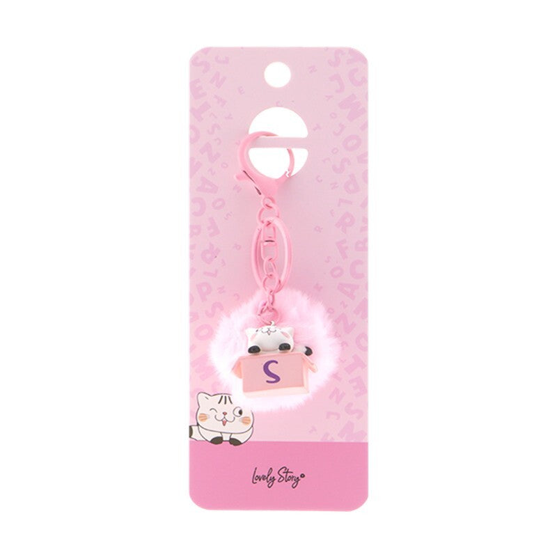 Porta-chaves gato com letra Lovely Story — Rosa / S