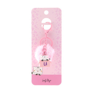 Porta-chaves gato com letra Lovely Story — Rosa / U