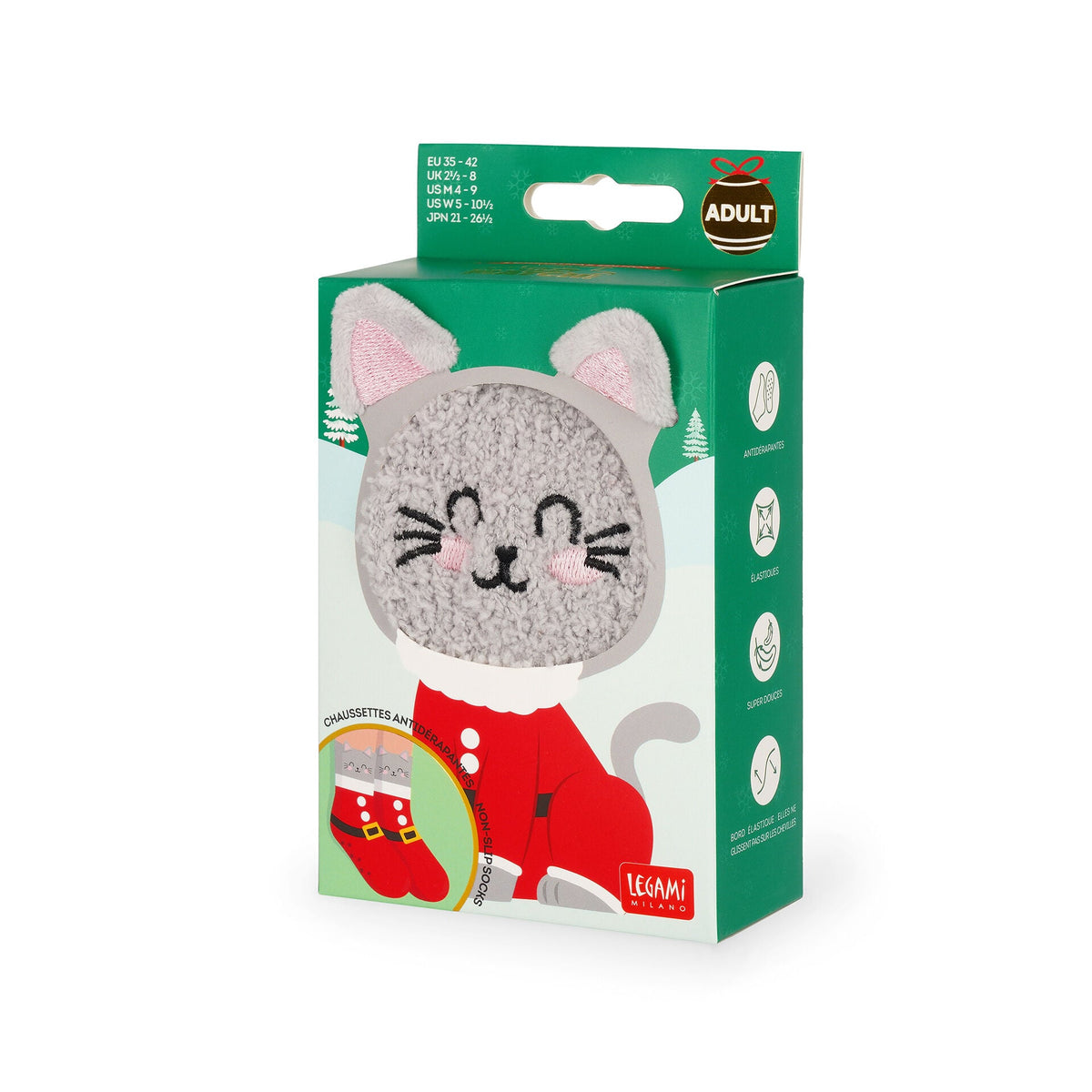 Meias antiderrapantes Legami Kitty de Natal – Adulto 35–42