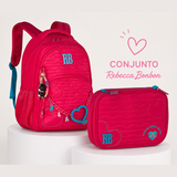 Conjunto Rebecca bonbon Rosa Mochila+estojo