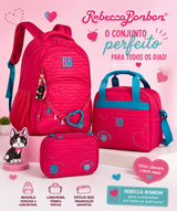 Conjunto Rebecca Bonbon Rosa - Mochila+Lancheira+Estojo