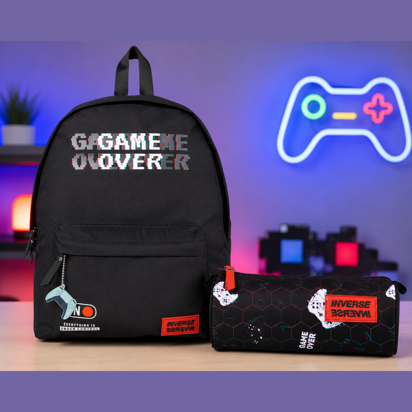 Conjunto Mochila Game over + Estojo
