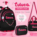 Conjunto Luluca Preto - Trolley+Lancheira+Estojo