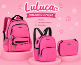 Conjunto Luluca Rosa 2026 - Mochila+Lancheira+Estojo