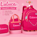 Conjunto Luluca Rosa - Trolley+Lancheira+Estojo