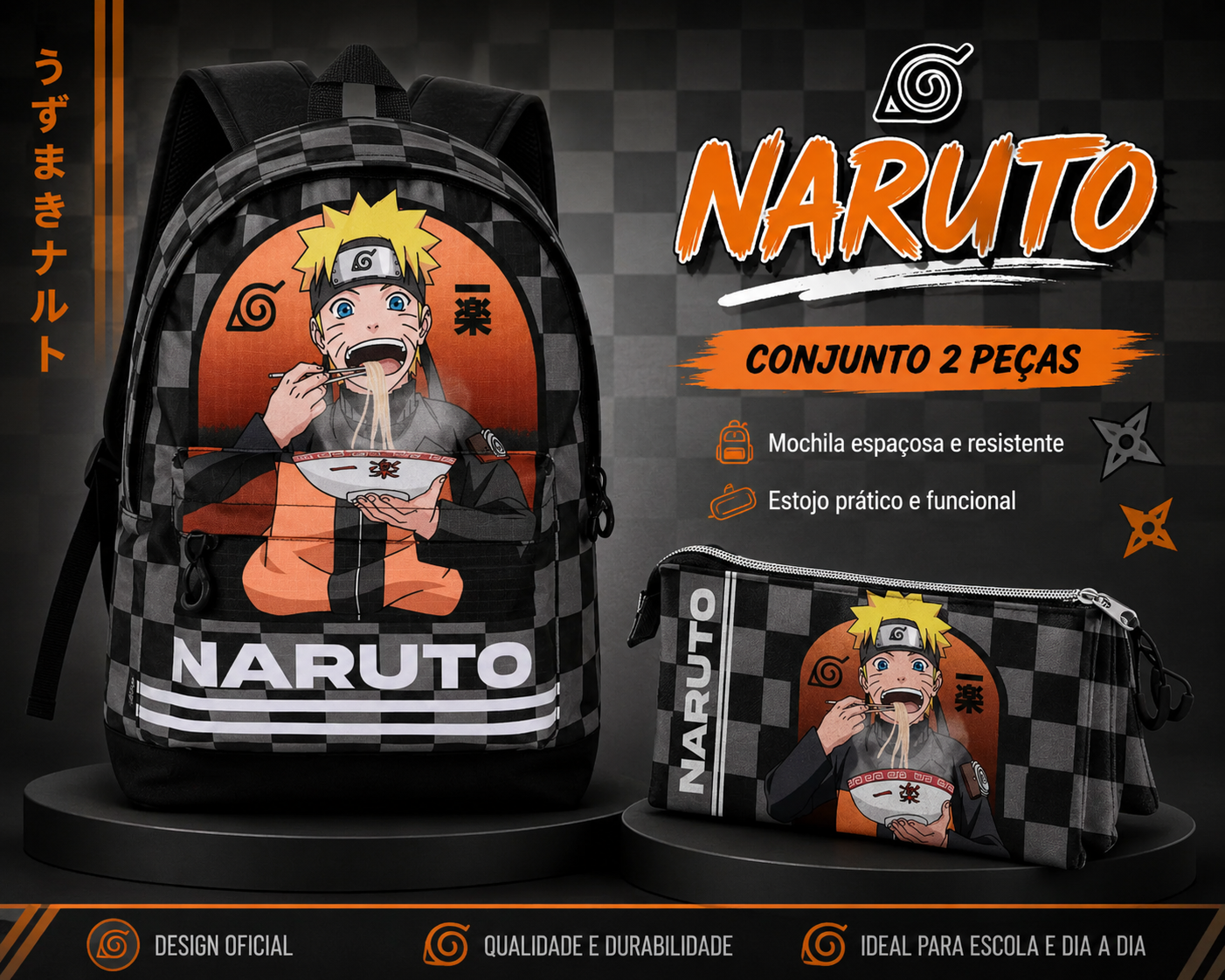 Conjunto Naruto - Mochila+Estojo triplo