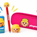 Conjunto Playmobil Menina - Estojo+caneta apagável+Borracha