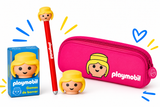 Conjunto Playmobil Menina - Estojo+caneta apagável+Borracha