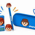 Conjunto Playmobil Menino - Estojo+caneta apagável+Borracha