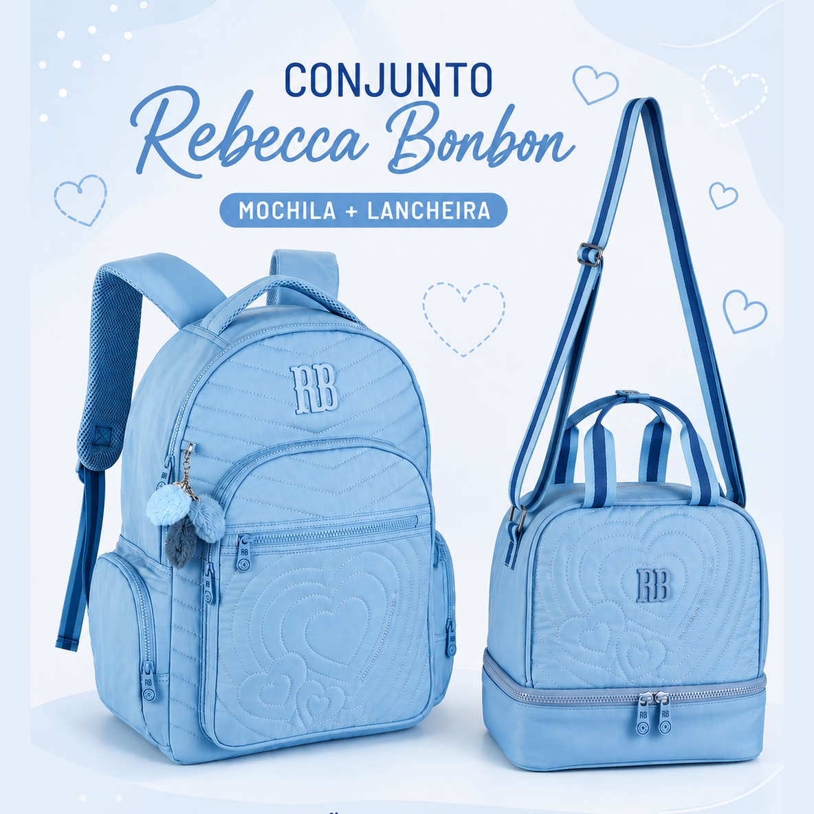 Conjunto Rebecca Bonbon Azul - Mochila + Lancheira