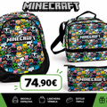 Conjunto Minecraft Mochila+estojo+lancheira