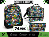 Conjunto Minecraft Mochila+estojo+lancheira