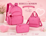 Conjunto Rebecca Bonbon Rosa - Mochila+Lancheira+Estojo