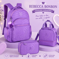 Conjunto Rebecca Bonbon Lilás - Mochila+Lancheira+Estojo