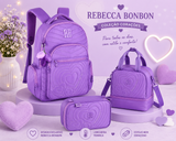 Conjunto Rebecca Bonbon Lilás - Mochila+Lancheira+Estojo