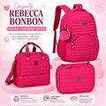 Conjunto Rebecca Bonbon Rosa - Mochila+Lancheira+Estojo