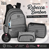 Conjunto Rebecca Bonbon Preto Brilhante - Mochila+Estojos
