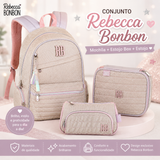 Conjunto Rebecca Bonbon Rosa Brilhante - Mochila+Estojos