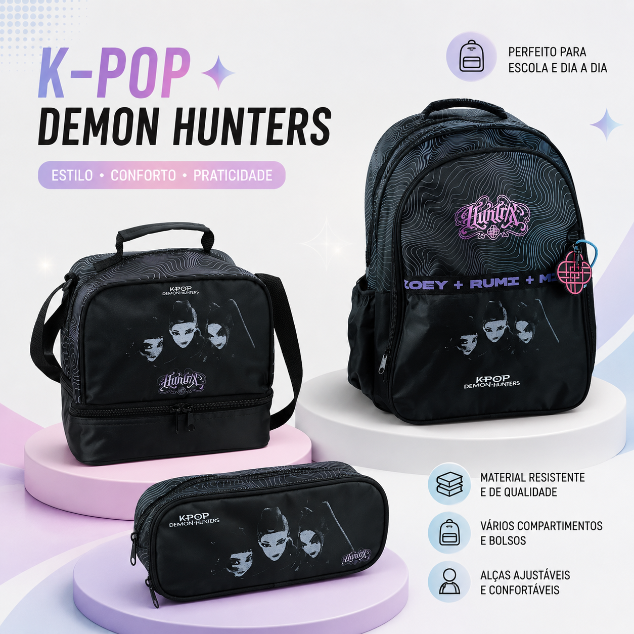 CONJUNTO KPOP DEMON HUNTERS PRETO