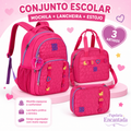 Conjunto Rebecca Bonbon Rosa -  Mochila+Lancheira+Estojo