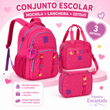 Conjunto Rebecca Bonbon Rosa -  Mochila+Lancheira+Estojo