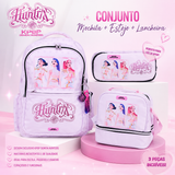Conjunto Kpop Demon Hunters Rosa - Mochila+Lancheira+Estojo
