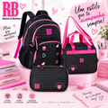 Conjunto Rebecca Bonbon Preto - Mochila+Lancheira+Estojo