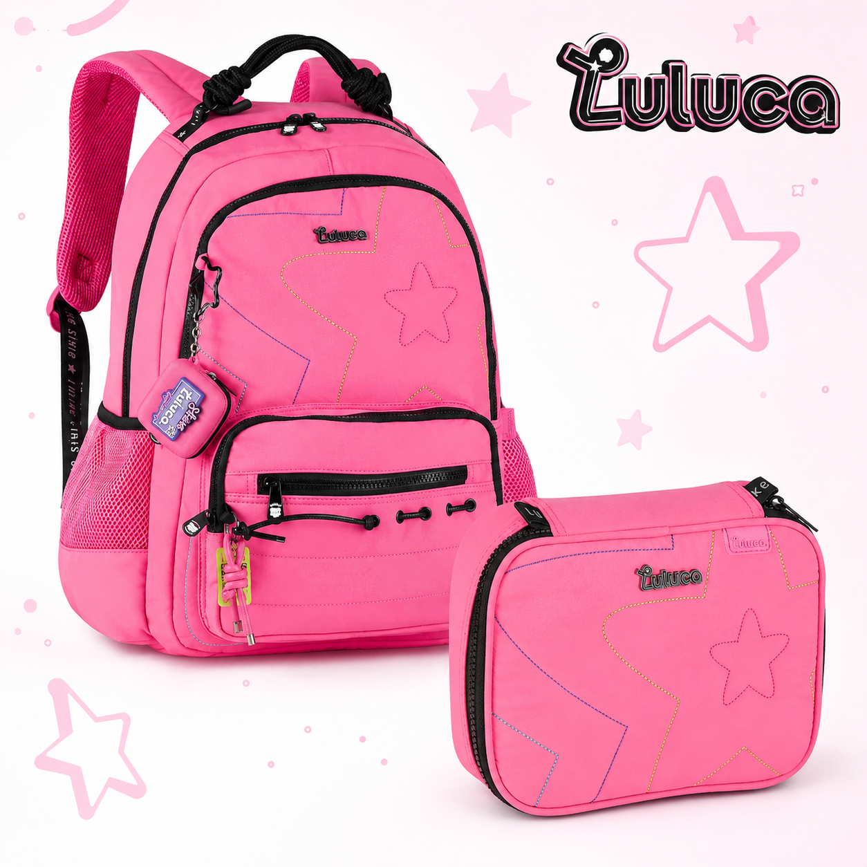 Conjunto Luluca Rosa - Mochila+Estojo Box