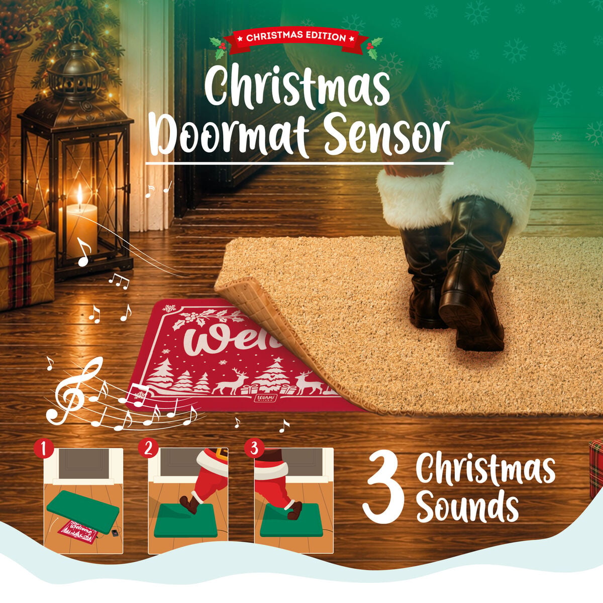 Tapete com Efeitos Sonoros de Natal Legami – Christmas Doormat