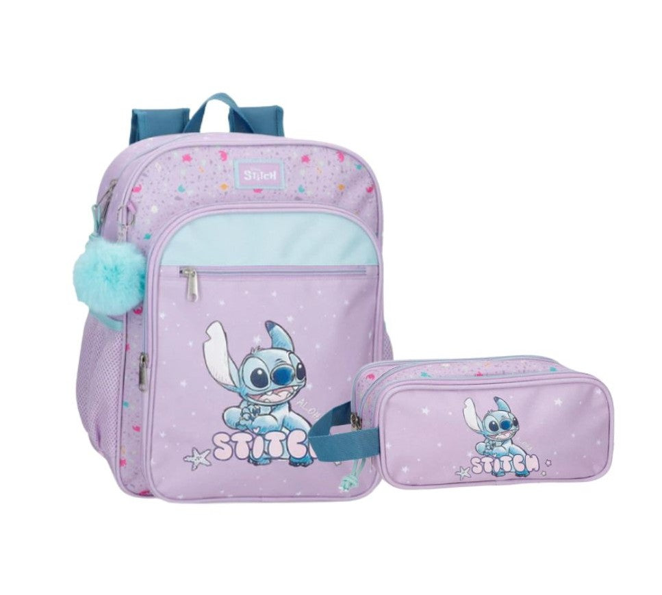 Conjunto Mochila e estojo Stitch lovely