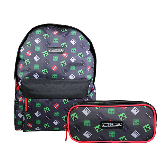 Mochila e estojo duplo Minecraft