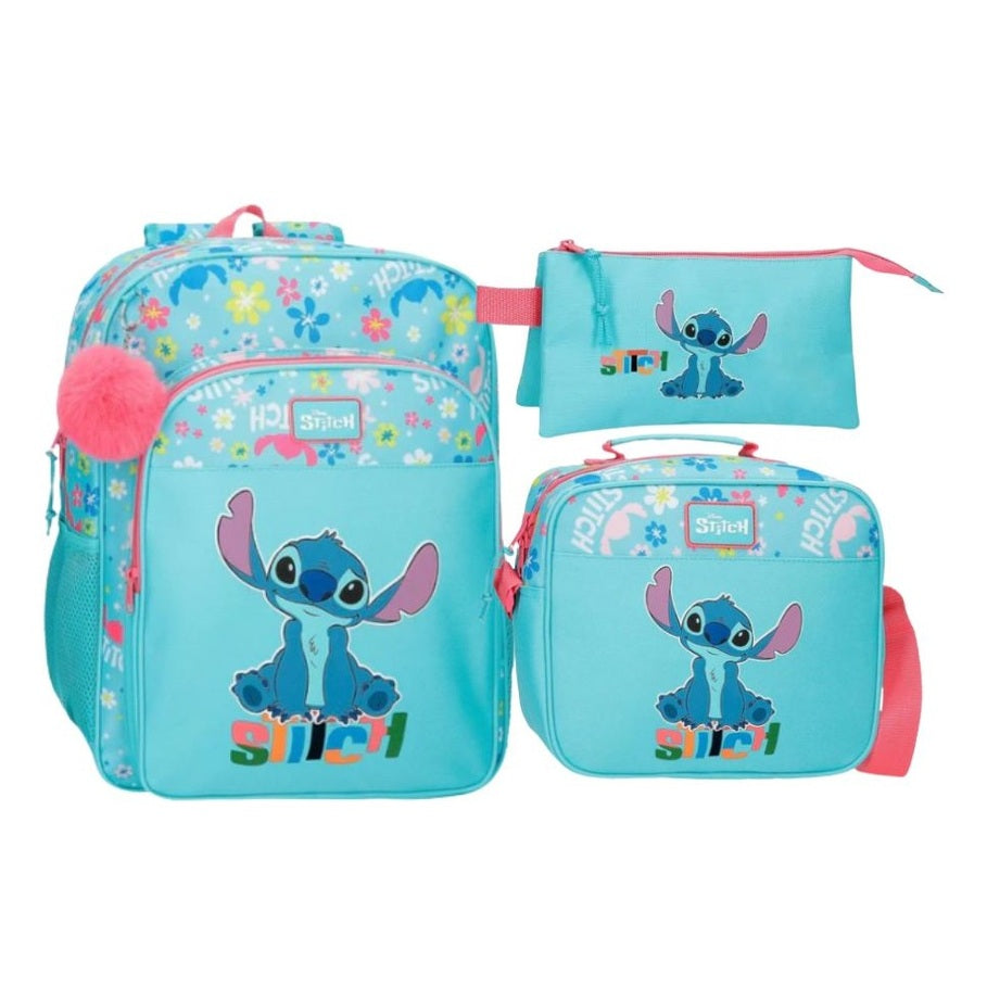 Conjunto Stitch aloha (Mochila+Lancheira+Estojo)