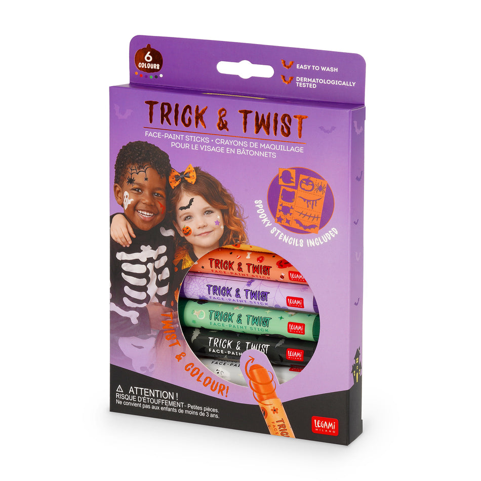 Kit de Maquilhagem Facial Halloween 6 Cores com Moldes – Legami