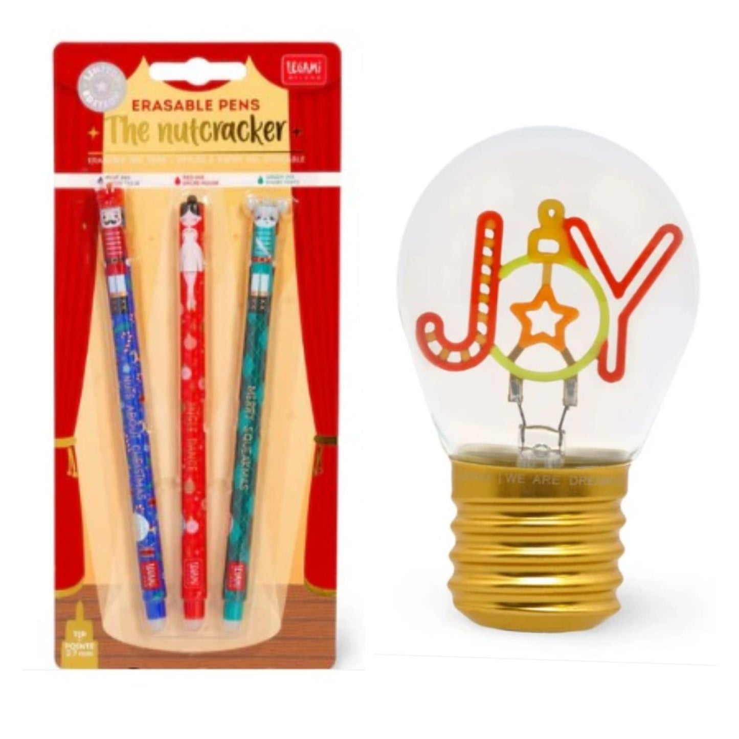 Canetas apagáveis Legami Natal 2025 + Lâmpada em forma candeeiro Joy Legami