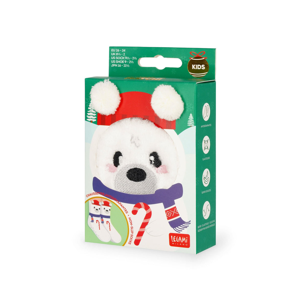Meias antiderrapantes Legami Urso Polar de Natal – Criança 26–34