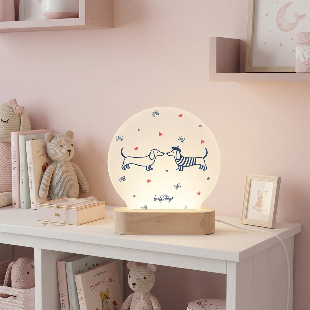 Candeeiro de madeira personalizável Lovely Story – Velvet Paws