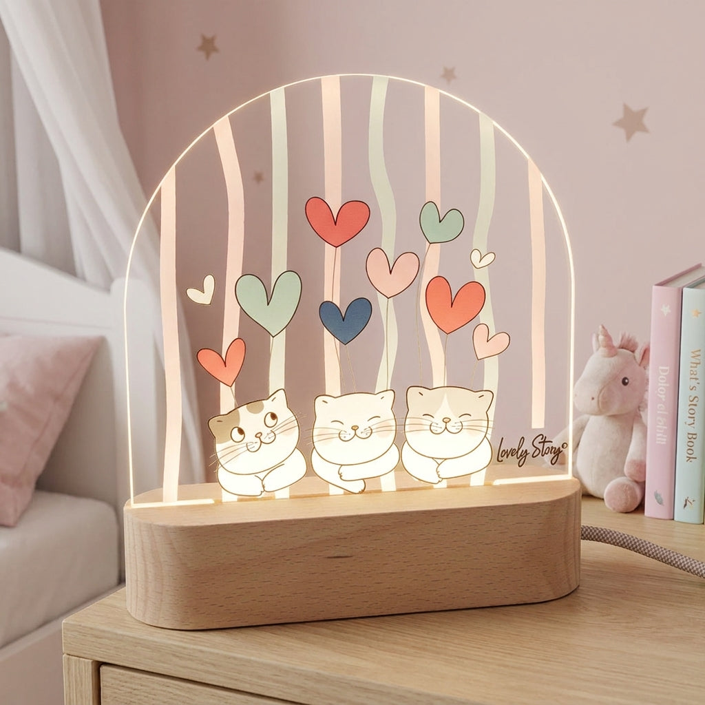 Candeeiro de madeira personalizável Lovely Story – Cat Whiskers