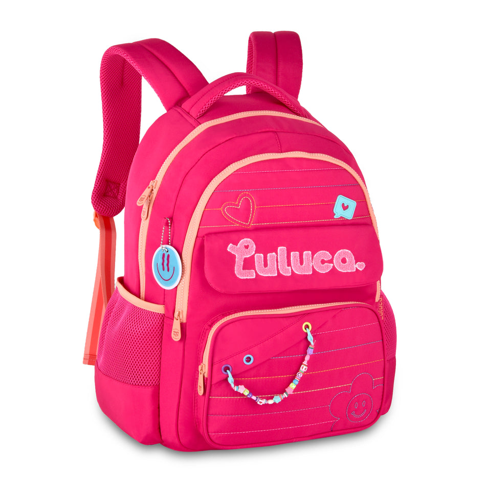 Mochila escolar Luluca Rosa 44cm