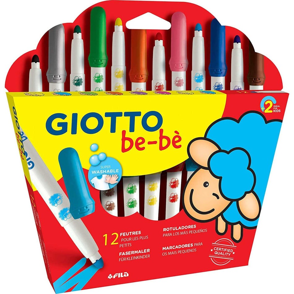 Marcadores laváveis GIOTTO Be-bé Super caixa com 12 unidades