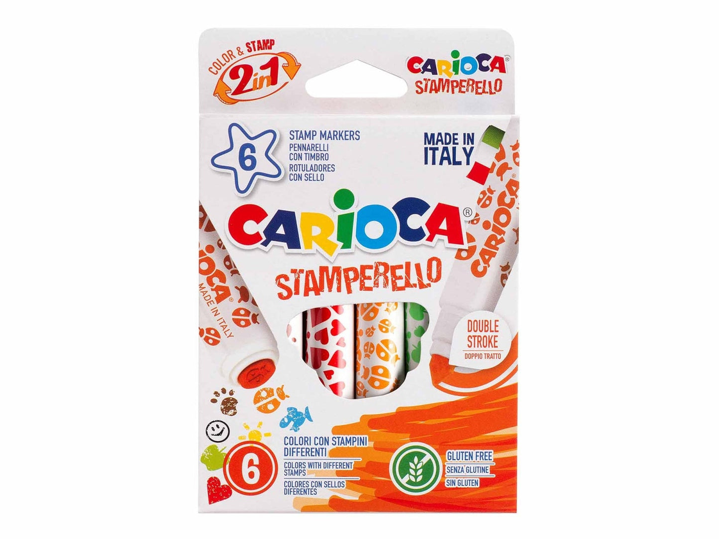 Caneta de feltro carioca stamperello c/carimbo cx6