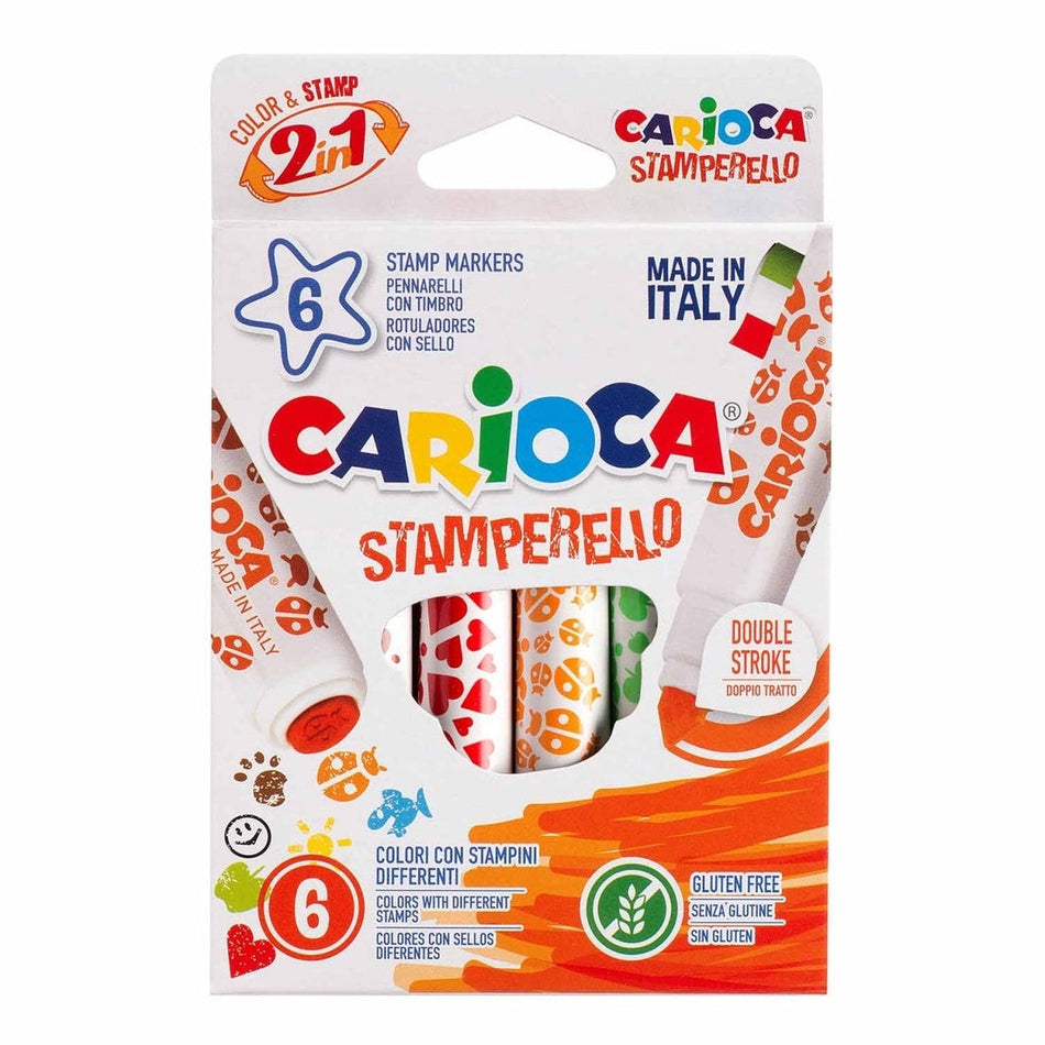 Caneta de feltro carioca stamperello c/carimbo cx6