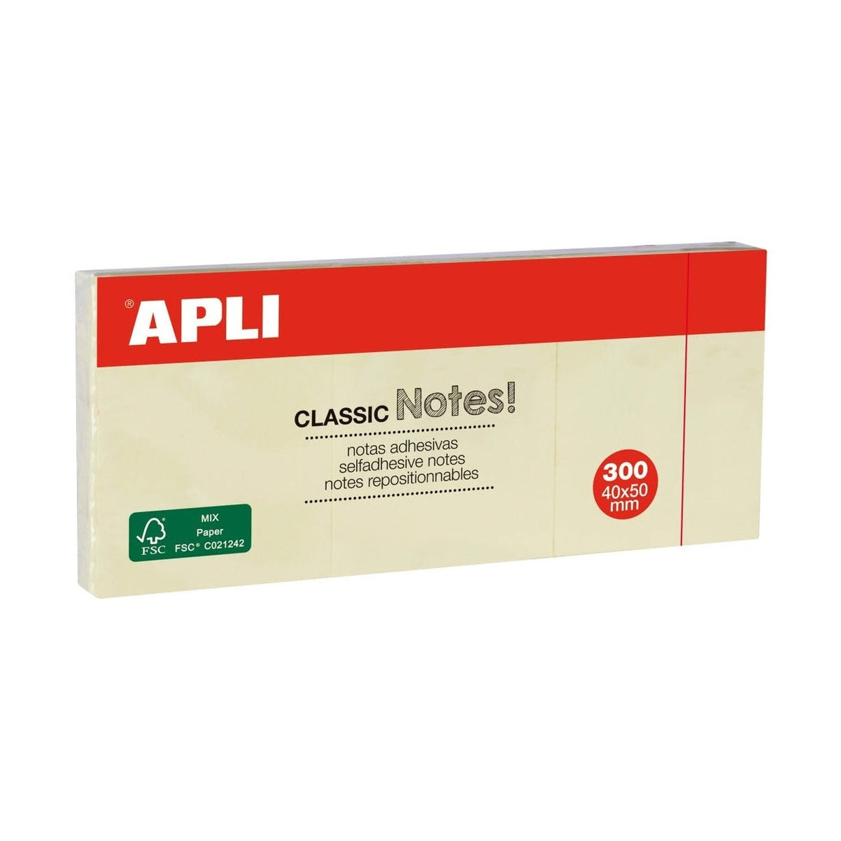 Bloco de notas aderentes Apli 40x50mm amarelo c/3