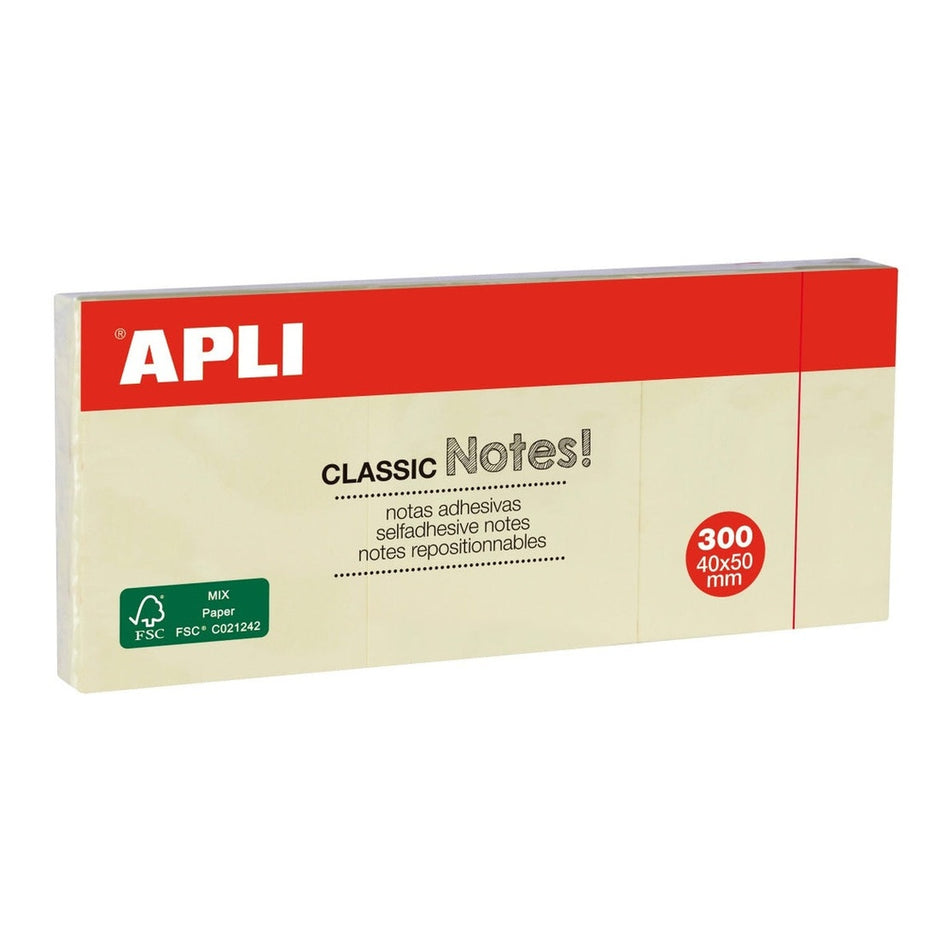 Bloco de notas aderentes Apli 40x50mm amarelo c/3