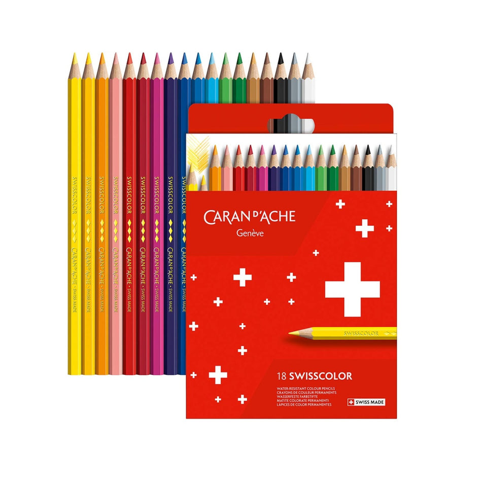 Lápis de cor Caran d'Ache Swisscolor com 18 cores