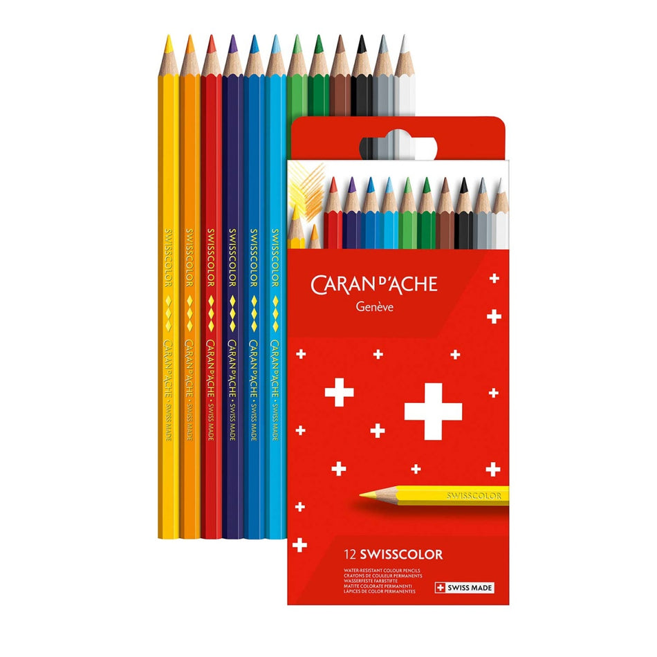 Lápis de cor Caran d'Ache Swisscolor com 12 cores